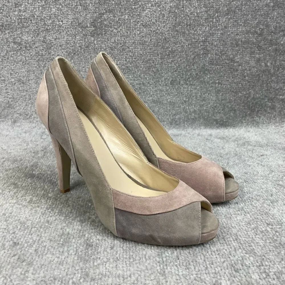 Nine West Panout Brown Suede Open Toe Pump Heels Women’s Size 9